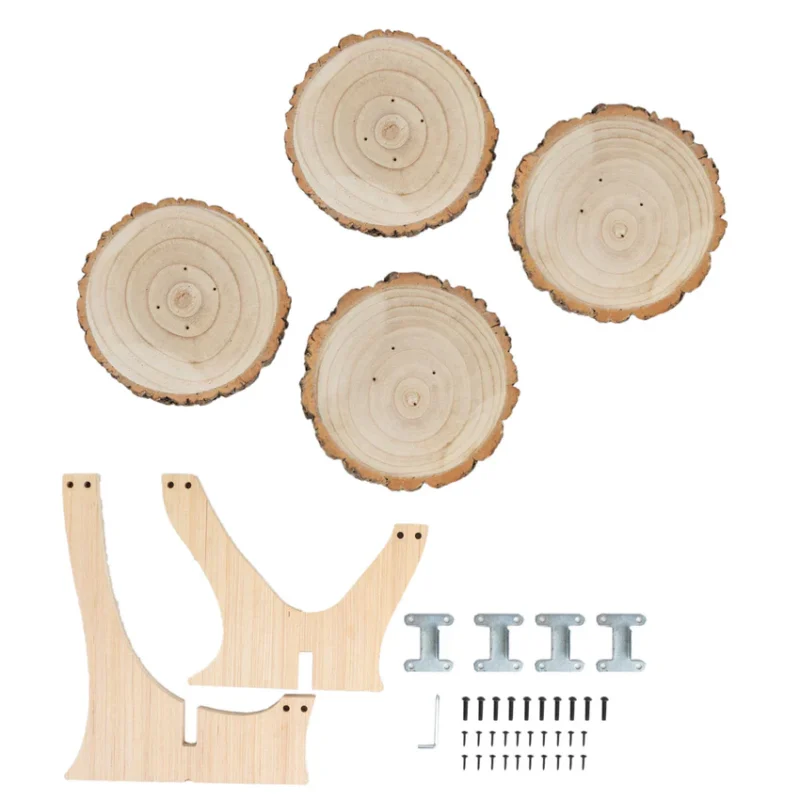 4-Tier Natural Farmhouse Style Wood Slice Cupcake Stand Holder, Rustic Dessert Display Cake Stand 15" Tall - Image 2