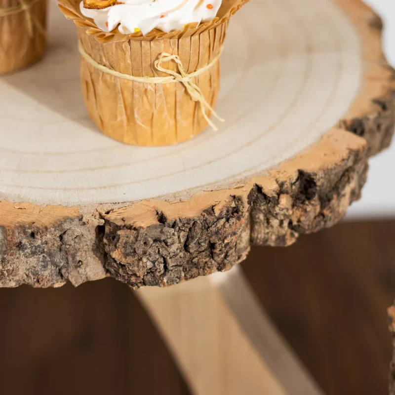 4-Tier Natural Farmhouse Style Wood Slice Cupcake Stand Holder, Rustic Dessert Display Cake Stand 15" Tall - Image 8