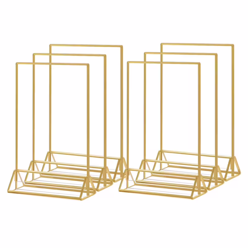 Set Of 6 | Gold Frame Table Numbers Wedding Signs | Double Sided, Detachable Frame, Bottom Loading, Polished Edges - 5"x9" - Image 9
